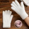 Korean Thick Gloves Solid Color Cute Warm Five Finger Gloves Women's Winter Cold Protection