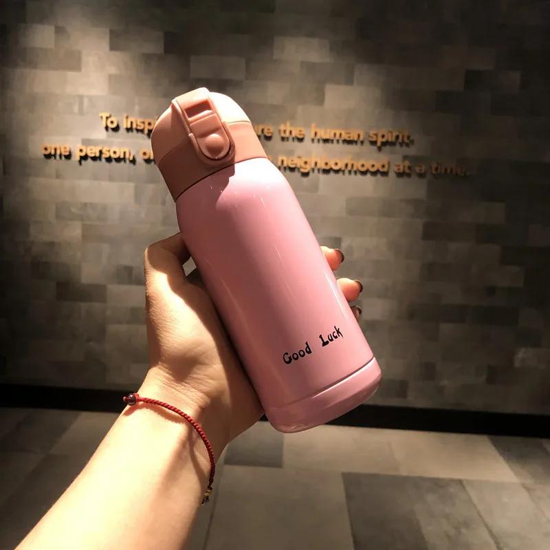 1-2PCS New Design Small Mini Pop-up Lid Portable Double Wall Insulated Stainless Steel Water Bottle For Kids