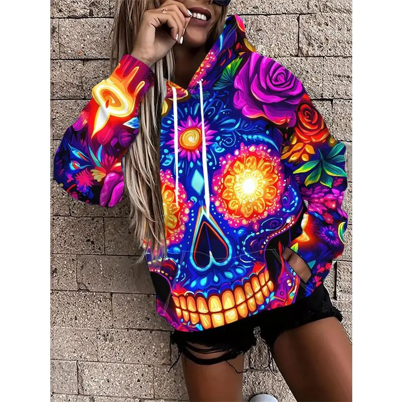Women's Autumn and Winter 3D Printed Hooded Fashion Versatile Trend Breathable Casual Hoodies & Sweatshirts (women’s)