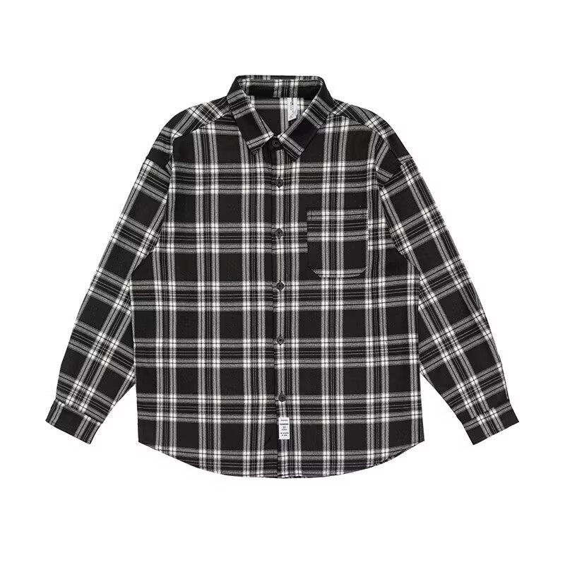 

Рубашка с длинным рукавом с буквенным принтом 2024 года в японском стиле в стиле Гонконга, свободная рубашка для мальчиков, летнее модное универсальное повседневное пальто 2XL чёрный