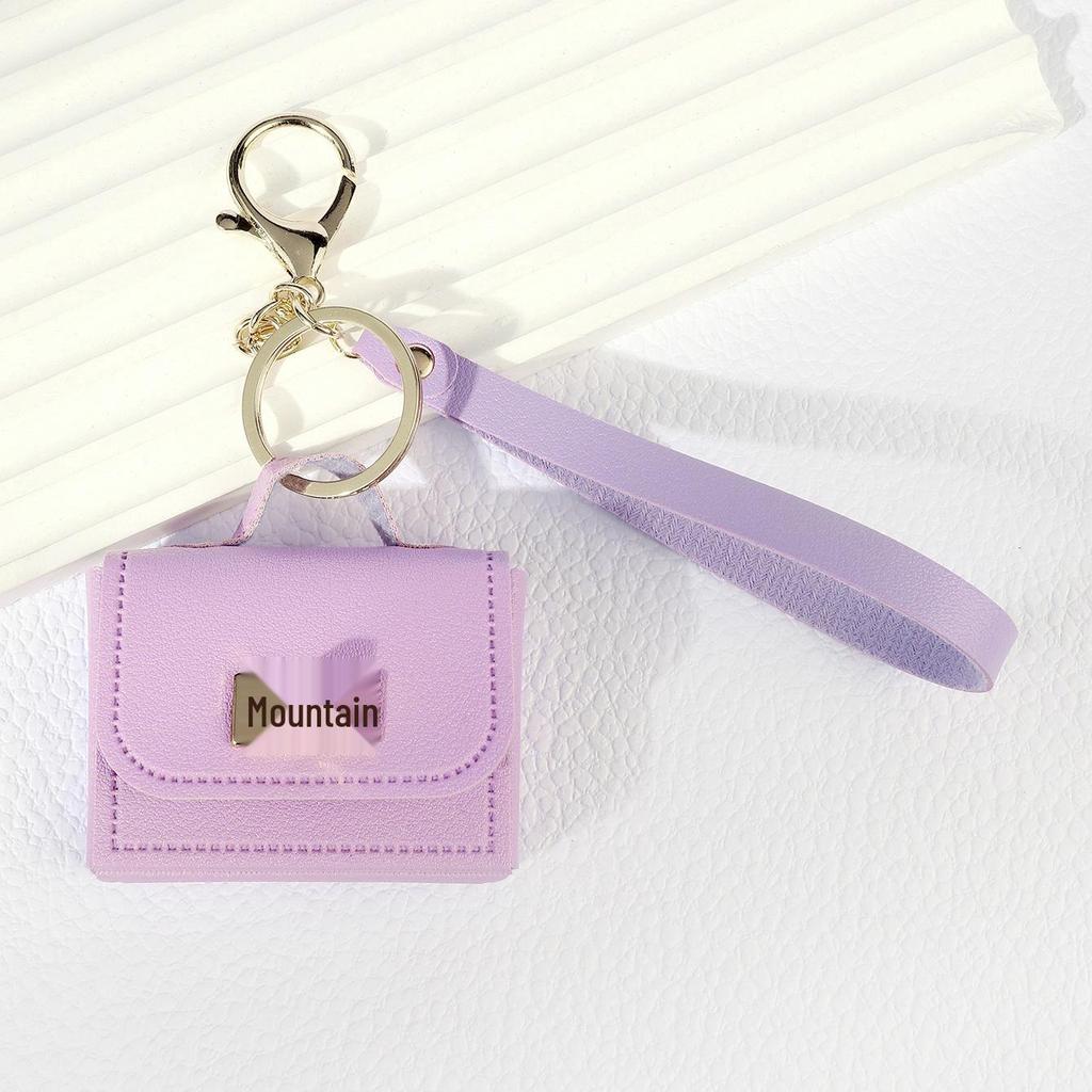 Mini PU Leather Keychain Coin Purse with Strap - Multi-use Bag Charm & Mobile Accessory