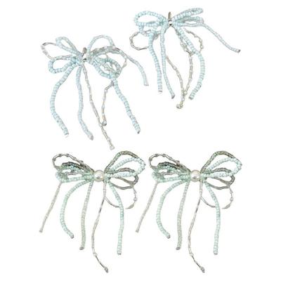 Sophisticated Stylish Crystals Beads and Bowknot Shoe Enhancers Transforms Casual Footwear Instantly for Trendy Women