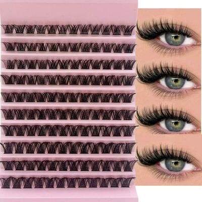 1 Box Cluster Lashes 8-16mm Wispy Individual Lashes Natural Look Lashes D Curl Fluffy Cluster Lashes DIY Eyelash Extension Lash Clusters Fake Lashes