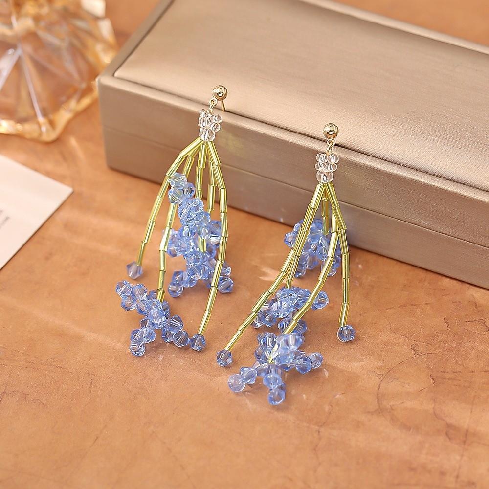 Crystal Flower Holiday Style Earrings Super Fairy Beaded Floral Earrings Beaded Earrings  Women