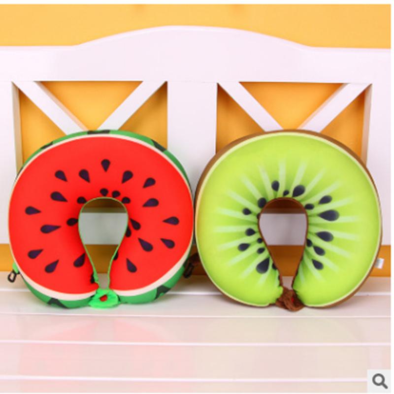 Fruit Memory Cotton U-Shaped Pillow Creative Watermelon Kiwi Neck Pillow Car Portable Pillow Nap Neck Pillow