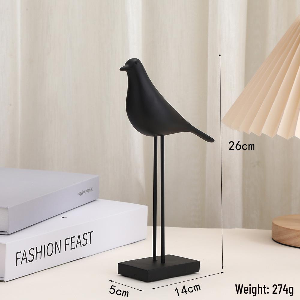 Minimalist Black Bird Desk Ornament for Home and Bedroom Decor