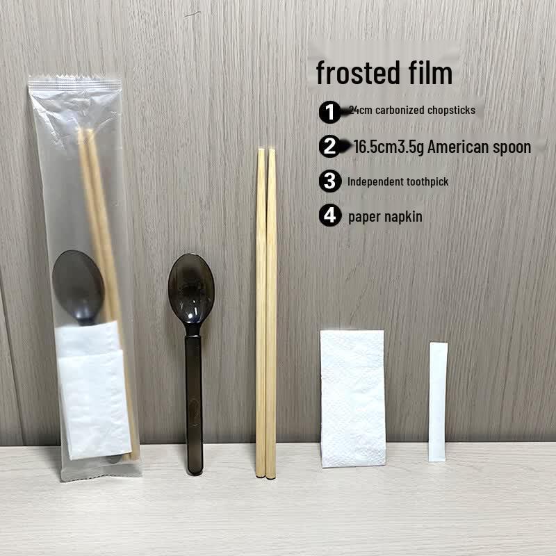 Disposable 4-Piece Bamboo Cutlery Set