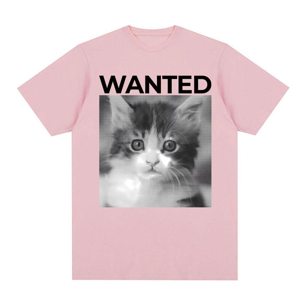 Wanted Cat Cute Funny Kawaii Kitten Graphic Tee Shirt Unisex Women Clothing Fashion Vintage Hot Sale T Shirts Cotton Casual Tshirt