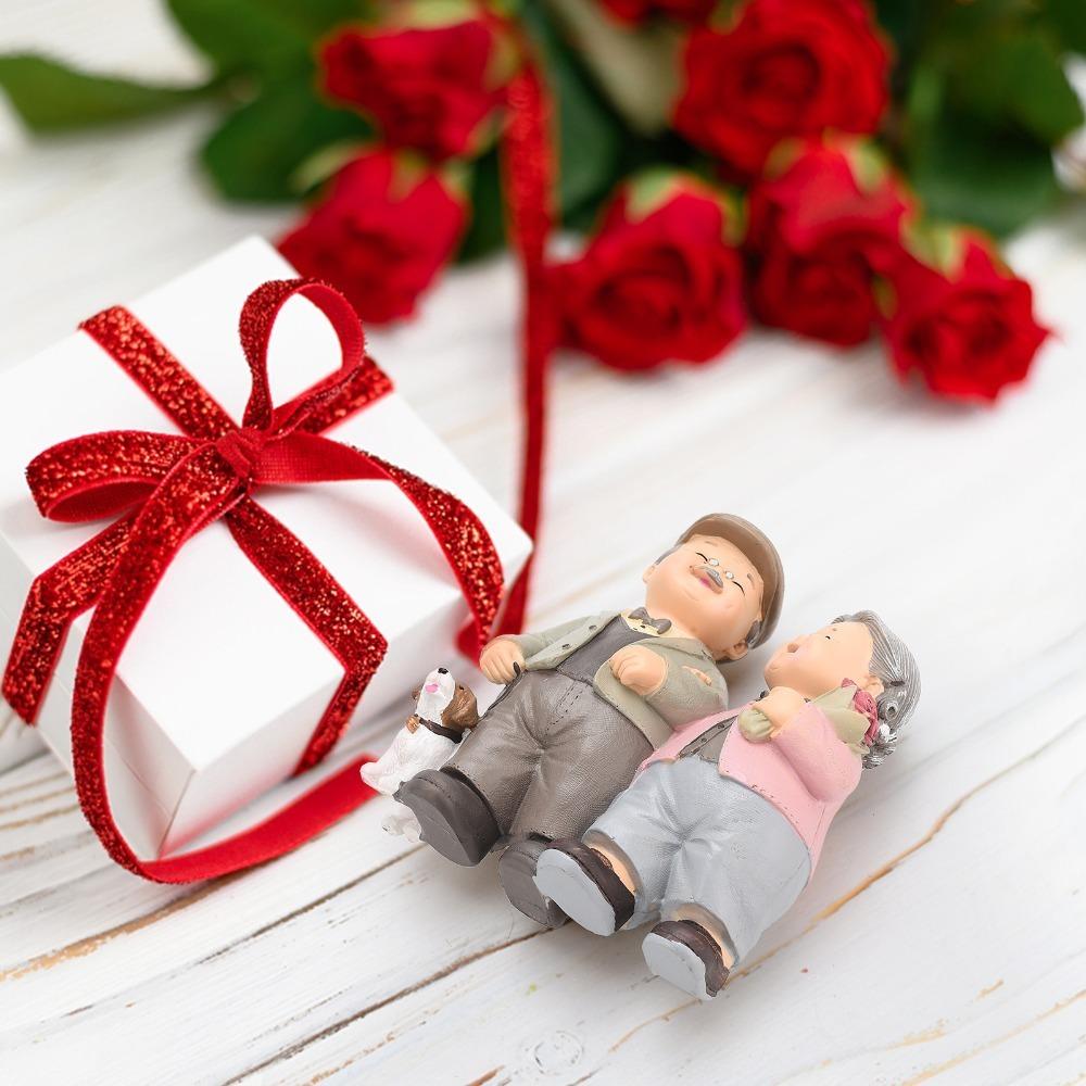 5in Grandpa Grandma Cake Making Statue Couple Anniversary Tabletop Decor Study Desk Display Piece