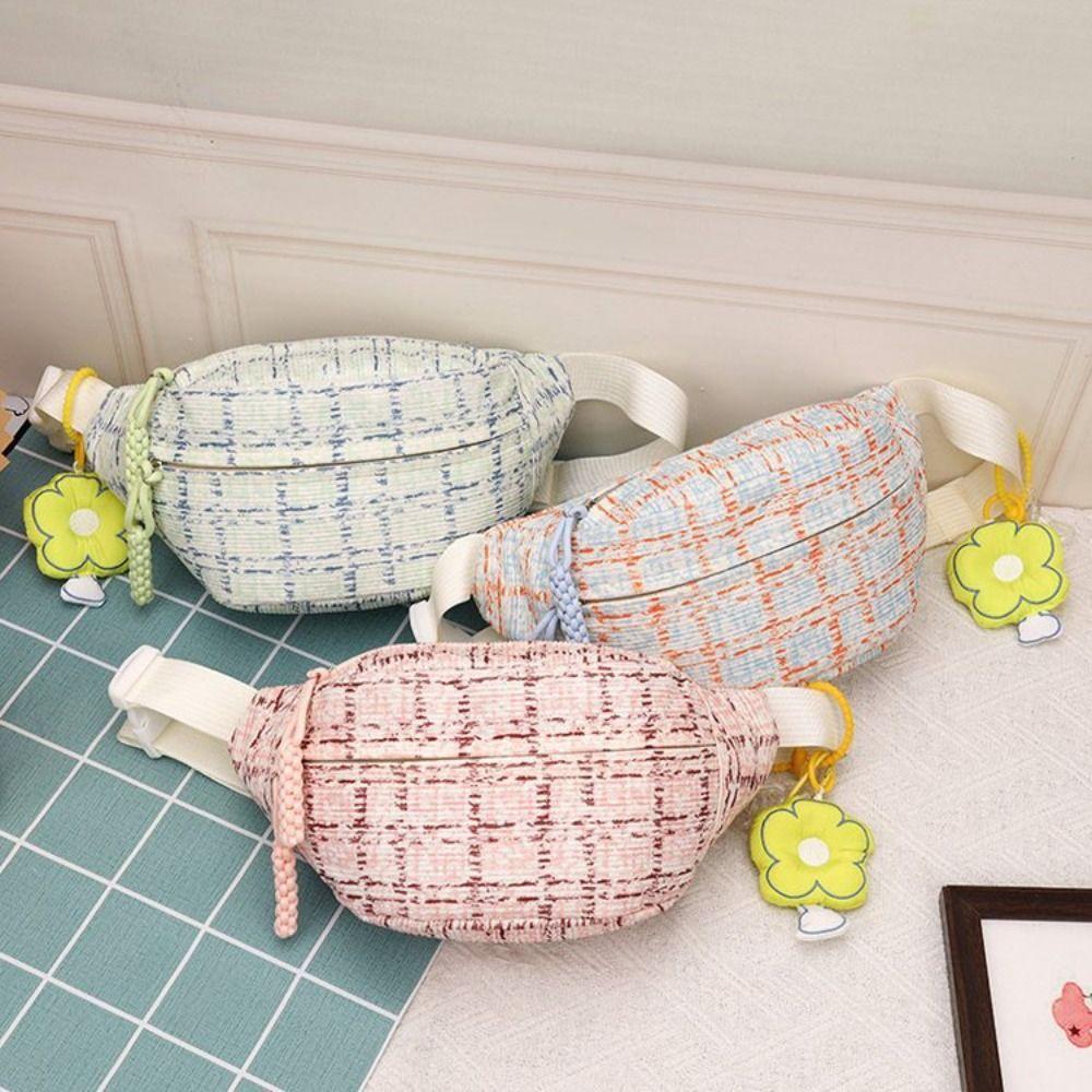 

Вельветовая сумка-слинг в клетку слинг-рюкзак Симпатичная сумка через плечо для путешествий на открытом воздухе