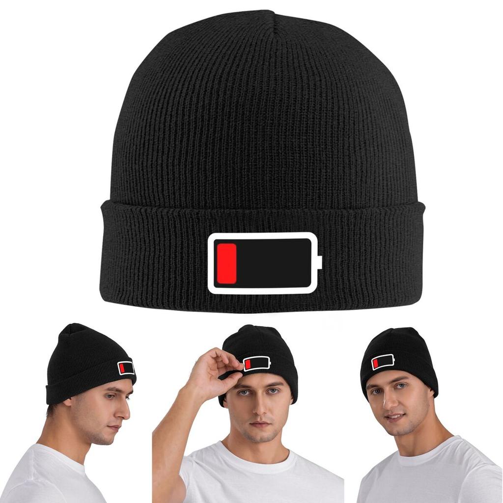 1 Batterie Pile Vide Chapeau en Laine Chaude Bonnet d'Hiver Bonnet à Pompon Casquettes Hip Hop pour Unisexe
