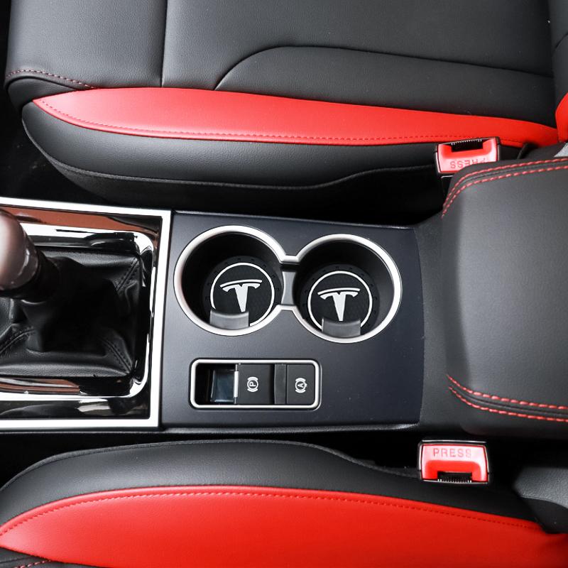 Car Cup Mat Anti-slip Bottle Holder Coasters Car Accessories For Tesla Model 3 Model S Model X Y Roadster Performance