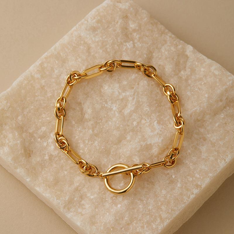 Copper Plated 18k Gold Twist Chain Bracelet Fashion Minimalist Jewelry