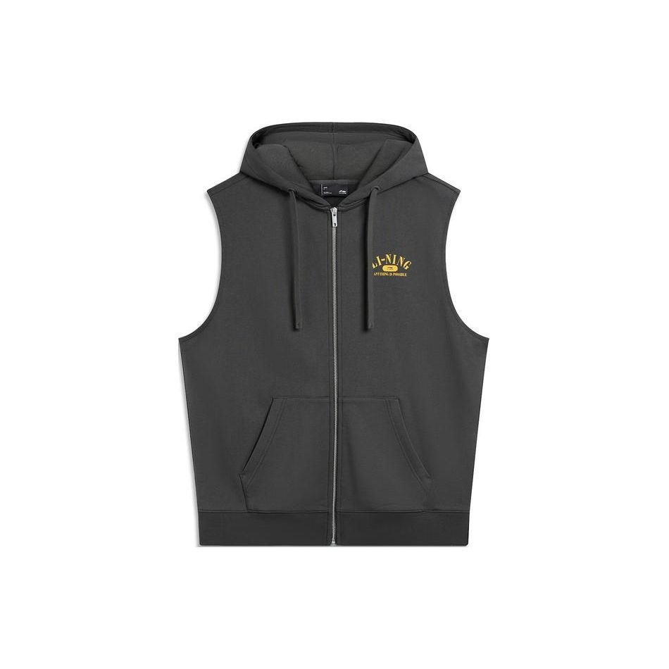 

Li-Ning Weekend Youth Худи с капюшоном, с принтом букв, без рукавов, унисекс, темно-серый, AWDU771-3 S