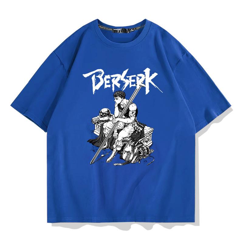 Schwertwindlegende Berserk Herren bedrucktes T-Shirt Kurzarm T-Shirt Herren 100% Baumwolle locker bequem Trend-Top Sommerbekleidung