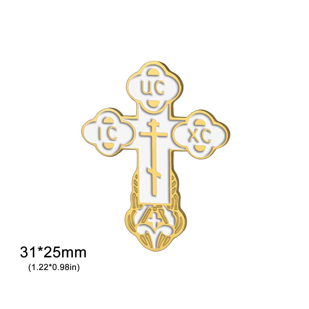 LIKGREAT Christian Cross Brooch for Women Men Enamel Drip Stainless Steel Pin Metal Badge Religious Gothic Jewelry Gift