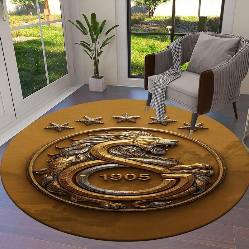 Galatasaray S Round Area Rug,Carpet Rug for Living Room Bedroom Sofa Playroom Decor,Non-slip Floor Mat