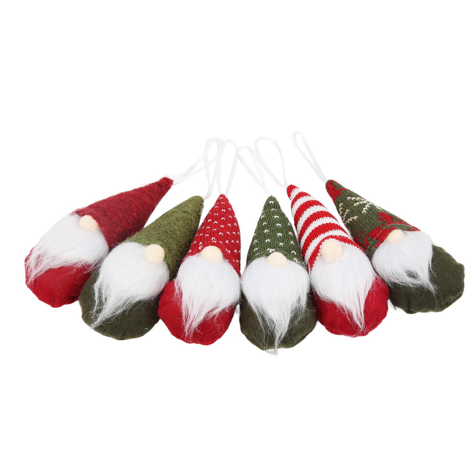 

6pcs Christmas Gnomes Cute Soft Pointed Hat Long Beard Gnomes Plush for Christmas Tree Wall Window
