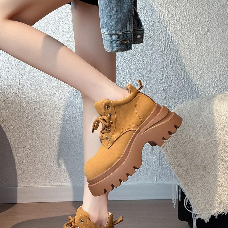 Yueyu 2025 autumn new denim sweet cool wind Martin boots women's thick-soled heightening ribbon British single boots