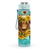 1PC Sunflower Highland Cow Farm Print 750ml Color Plastic Sports Water Bottle Leakproof Flip Straw Lid Suitable for Sports Office Home Use