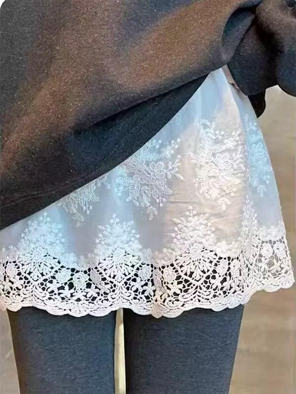 

New Heavy Embroidered Lace Multi-Layered Skirt with Layered Hem for Women S/M (Recommended weight: 90-130 jin) белый