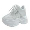 Fashion 7.5CM Women Platform Sneakers Lace-up Autumn Sports Dad Shoes High Top Chunky Casual Shoes Woman Thick Bottom Mesh White Shoes