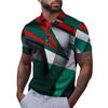 Men Polo Shirt Short Sleeve Stripe 3d Print Tops Fashion Polyester Breathable Comfortable Polos Shirts