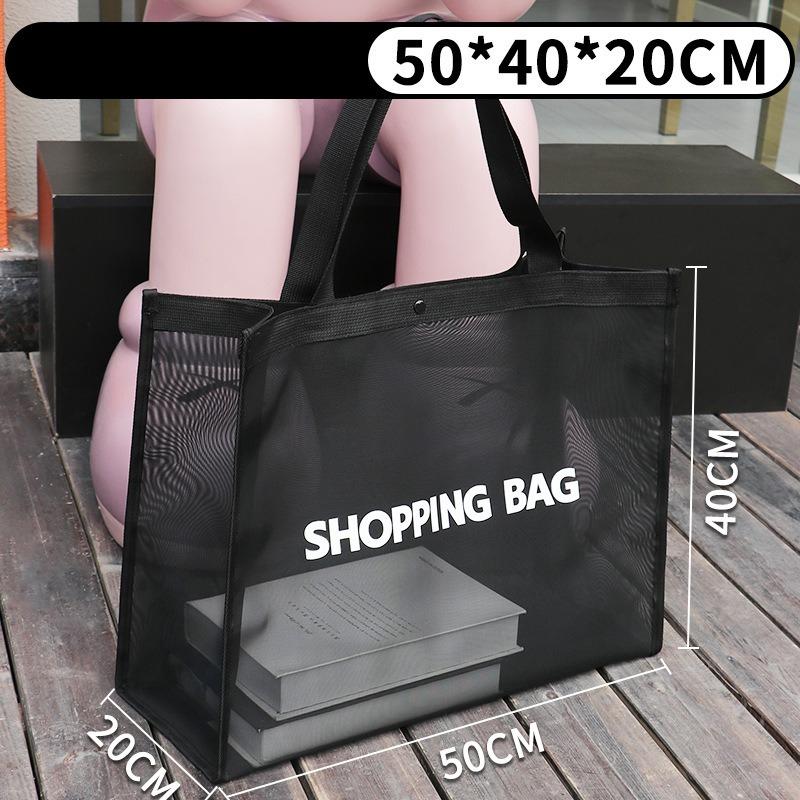 Borsa Tote in Rete da Donna Grande Capacità Trasparente a Spalla Leggera Pieghevole per Shopping Spiaggia
