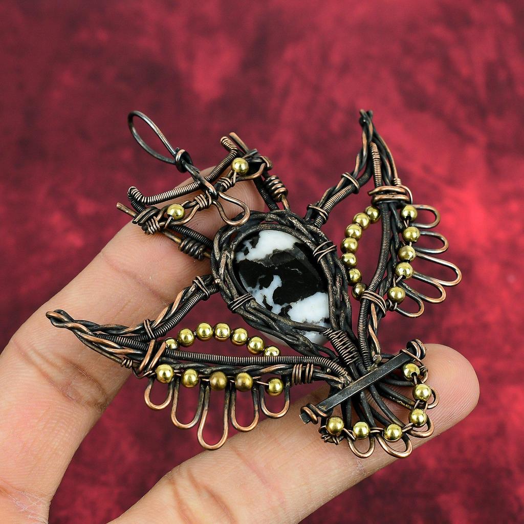 White Buffalo Turquoise Pendant Copper Wire Wrapped Pendant Copper Jewelry Handmade Real Gemstone Pendant Engagement Gift Owl Design Jewelry