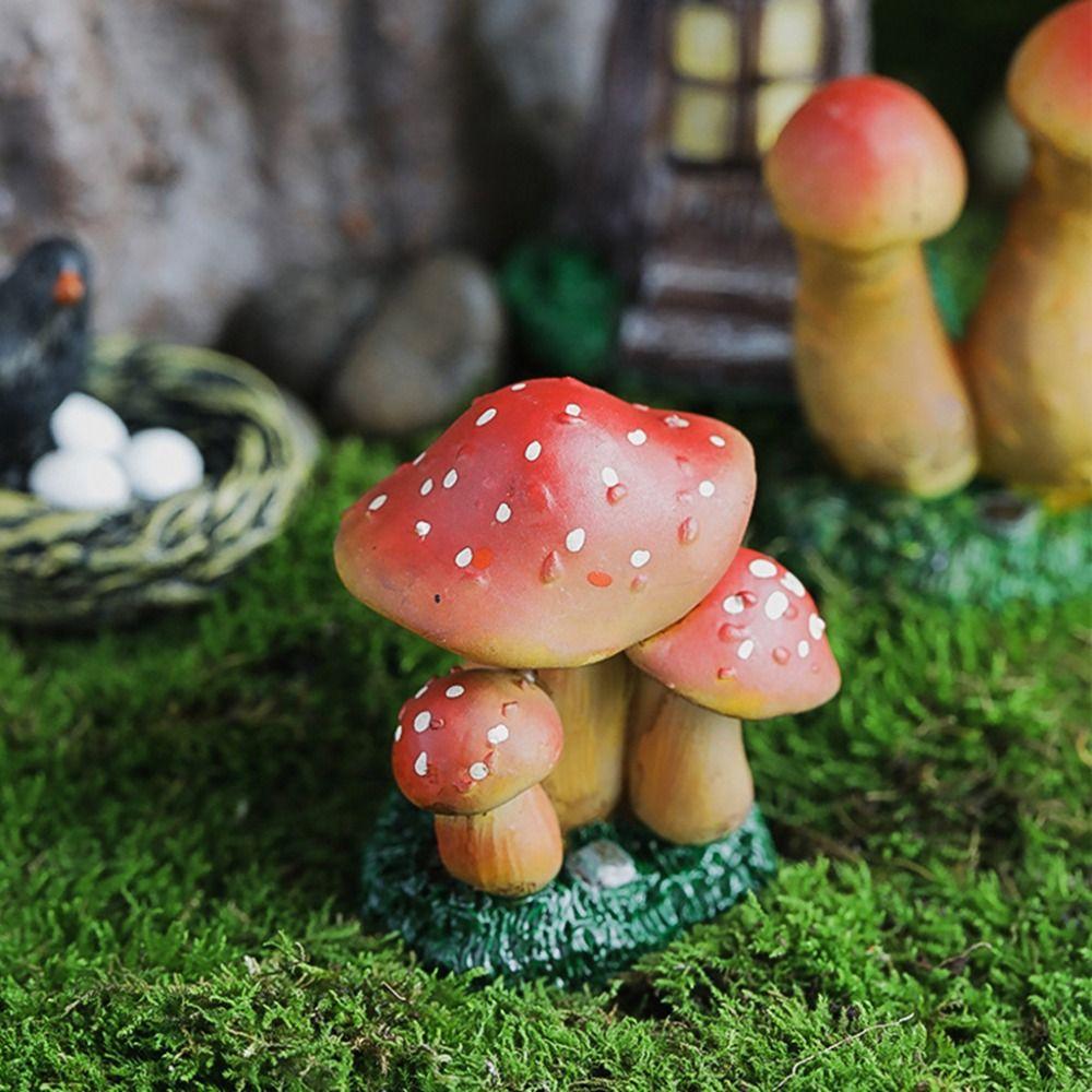 DIY Mushroom Statue Cute Mushroom Ornaments Flower Pot Ornaments Simulation Mushroom  Living Room