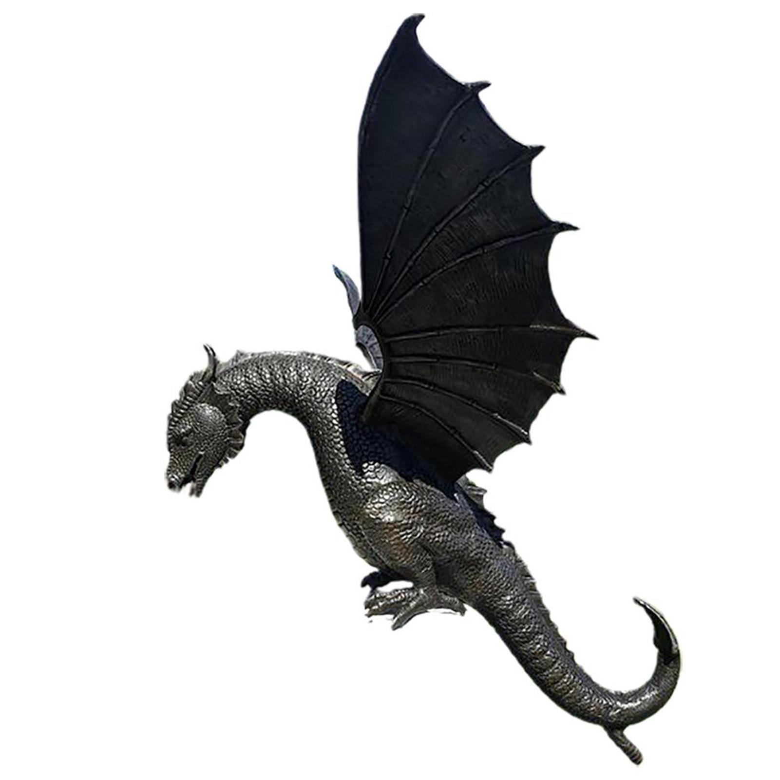Fountain Dragon Ornament, Garden Dragon Statue, Fountain Dragon Ornament, Resin Water Feature Sculpture, Home Garden Decor чёрный