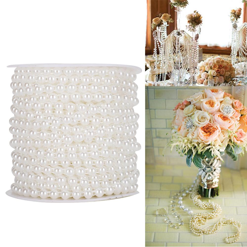 6mm 25m Faux Pearl Bead String Artificial DIY Decoration Accessories for Curtain EntranceWhite