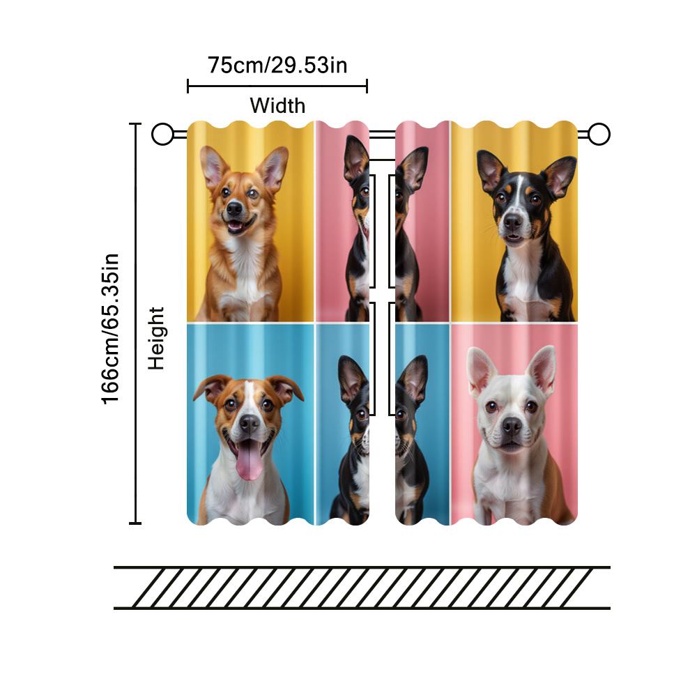 Set Of 2 Filtering Curtains Excluding Rods Non Movable Without Batteries Puppy Dog Themed Use Bedrooms Living Rooms Curtain For Great Room Made
