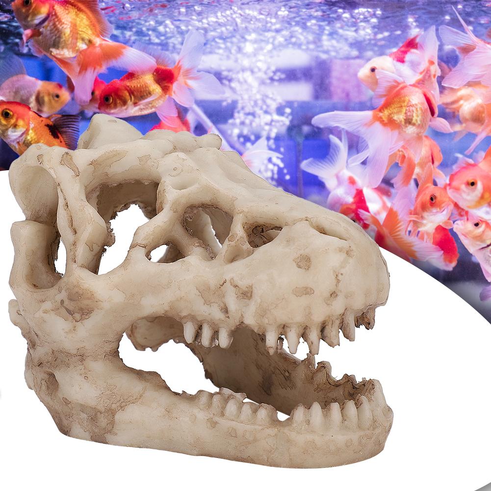 Dinosaur Skull, Fish Box Small Skull Aquarium Decorations Dinosaur Skeletons Aquarium Ornaments Skeleton Hole Artificial Dinosaur Skull Skeleton Orna