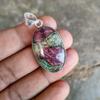 Natural Ruby Fuchsite Oval Pendant, 925 Sterling Silver Handmade Jewelry