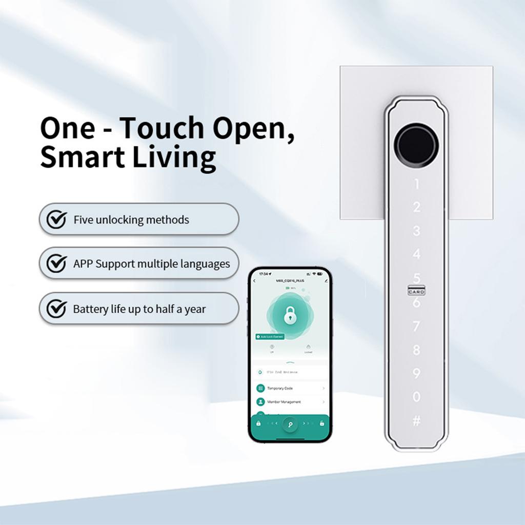 Smart Fingerprint   5 in 1 Keyless Entry Biometric Lock with APP Control Password Keypad IC Card Auto Lock for   Apartment