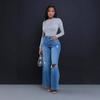 Stand New Street Ripped Jeans Women's High Waist Loose Straight Wide Leg Pants