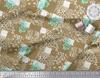 Soimoi Purple Japan Crepe Satin Fabric Brush Stroke & Leopard Animal Skin Printed Fabric 1 Metre 42 Inch