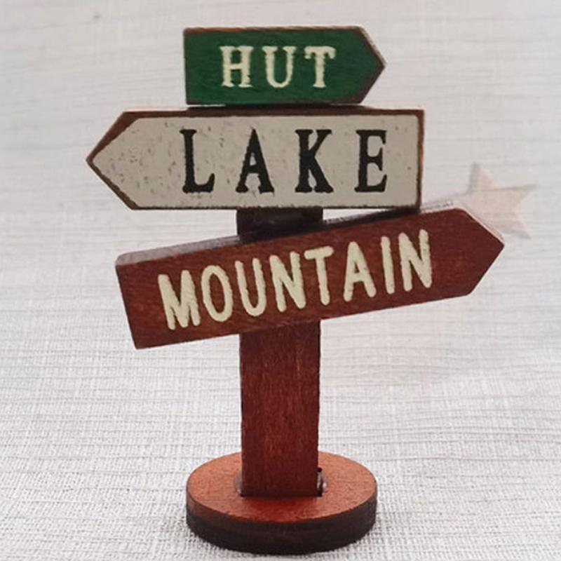 Wooden Crafts Garden Decoration Creative Micro Landscape Miniature Scene Road Signs Gardening Decoration