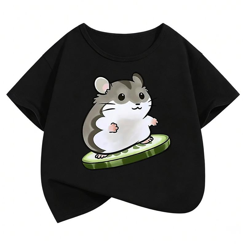 Funny Mouse Printed Graphic Kids Tshirts Summer Short Sleeve Tees Cartoon Animal Boys Girls Clothes Tops Y2K Children T-shirt
