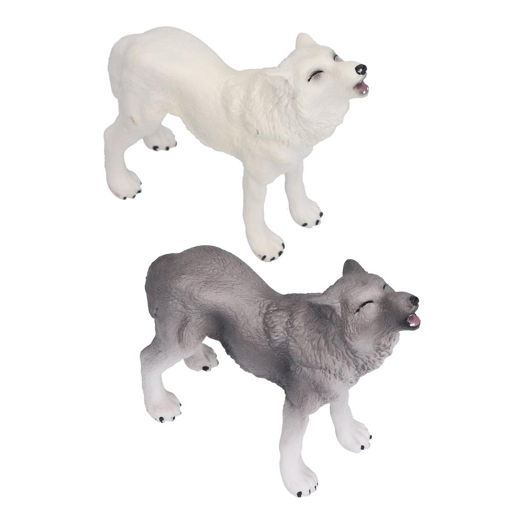 2pcs Howling Wolf Action Figure Figurines Toys Howling Wolf Animal Model Educational Presents for