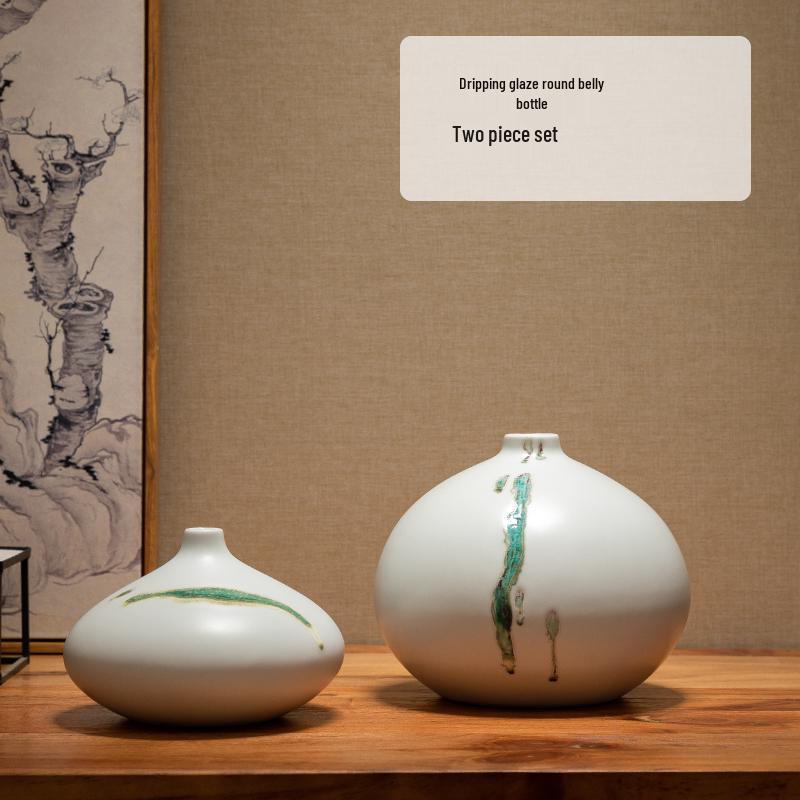 Zen Dried Flowers Vase Ornament for Dining Table, Entrance Hall, Living Room, or TV Cabinet