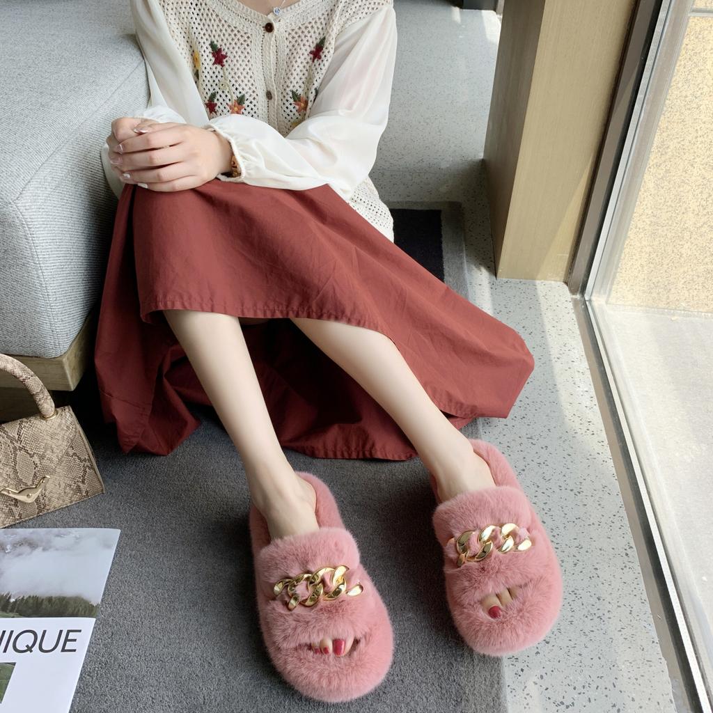 Thick Bottom Cotton Slippers Women's 2025 Autumn/Winter New Style Korean Outerwear Crossbody Slippers Home Use Cotton Slippers