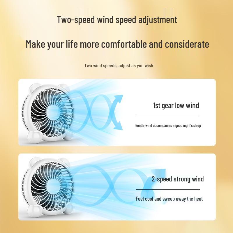Silent Large-Wind Mini Cartoon Fan for Dorms, Offices, and Bedrooms