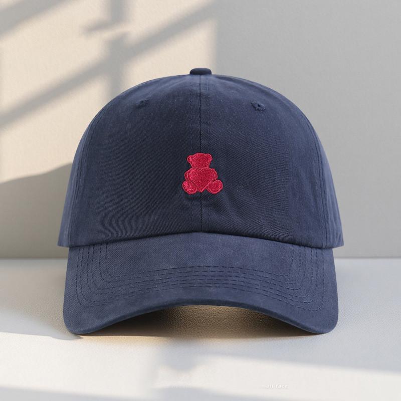 Love Heart Bear Embroidered Baseball Cap With Wide Brim Sunshade For Women Summer 2025