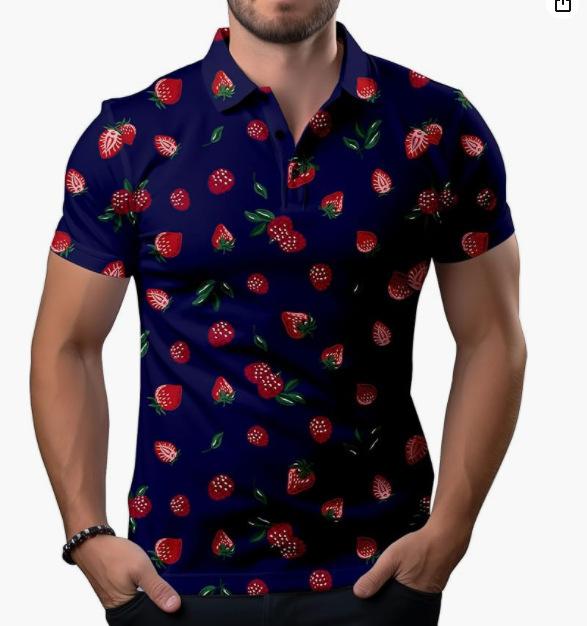 New Men's Summer POLO Shirt Men's Casual Short Sleeve Lapel T-Shirt D Printed Short Sleeve POLO