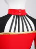 Bambina Ragazza Costume da Cheerleader 2 Pezzi Costume da Esibizione Manica Lunga Patchwork in Rete Trasparente Strass Color Block Crop Top con Gonna Pieghettata