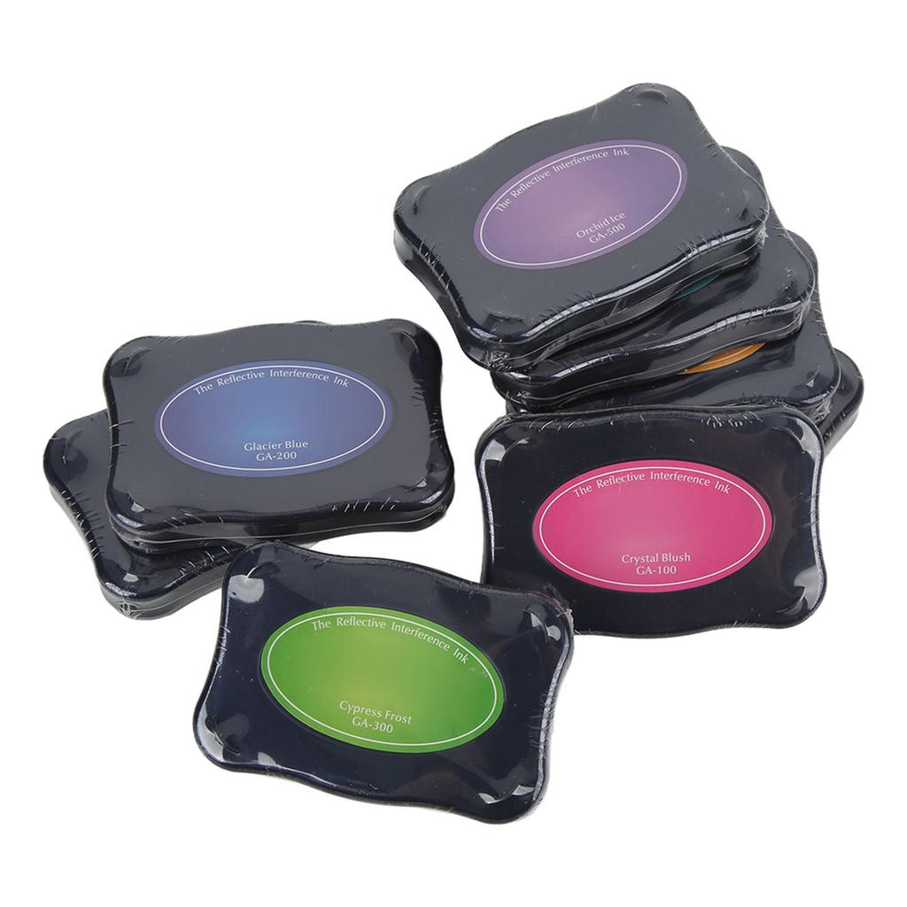 Ink Pad 8 PCS Reflective Interference Ink Safe Stamp Pad Fingerprint Ink Pad for Kids for DIY