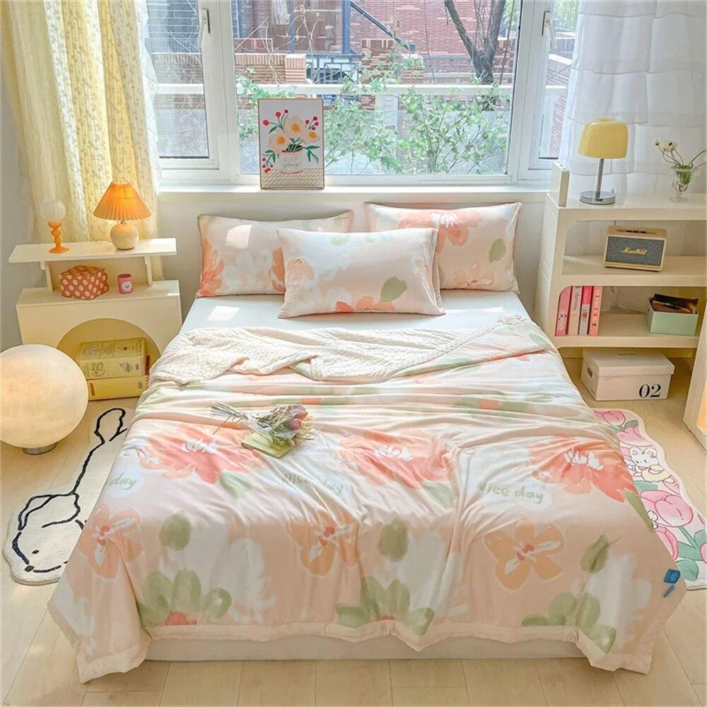Cotton Summer Quilt Home Sofa Thin Air Conditioning Throw Blanket Soft Office Nap Blanket Bedroom Nap Home Decoration Bed Cover