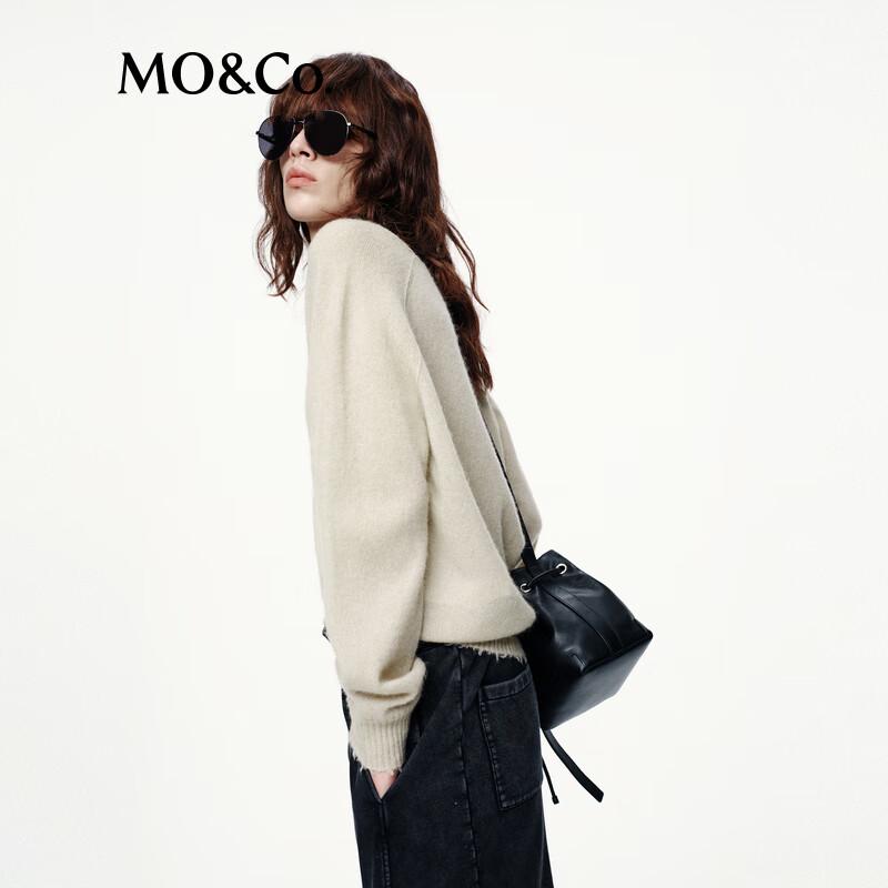 MO&Co. V-Neck Wool Blend Loose Fit Sweater